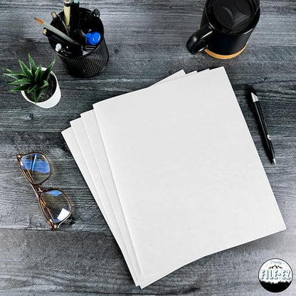 FILE-EZ Two-Pocket Folders, White, 125-Pack, Textured Paper, Letter Size (EZ-32410)