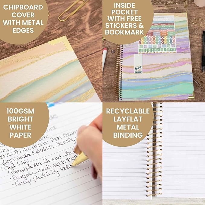 bloom daily planners 2025 Planner HARDCOVER (8.5" x 11") Calendar Year Day Planner (January 2025 - December 2025) - Appointment Goal Organizer - Monthly & Weekly Inspirational Agenda Book - Watercolor Waves