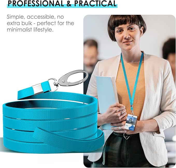 10 Pack Lanyards for ID Badges, Cruise Ship Cards, Keys, Keychain, Long-lasting Neck lanyard Strap with Clasp, Cruise Badge Key Lanyards for Men, Women, Teachers, Kids (Light Blue)