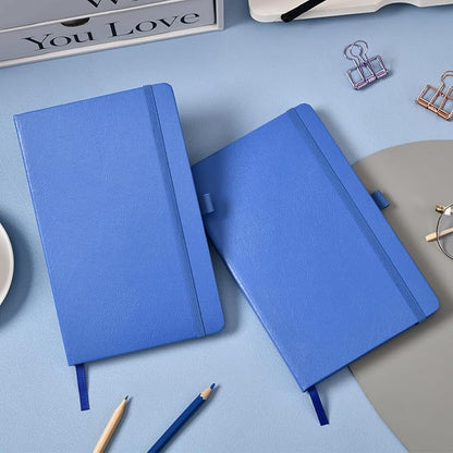 Dotted Journal/Notebook - Dot Grid Hard Cover Notebook, Premium Thick Paper with Fine Inner Pocket, Black Smooth Faux Leather, Pen Loop, 5.3'' x 8.26'' - Violet