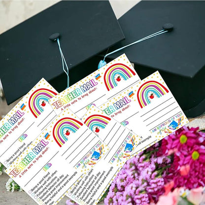 4 x 6 inch Rainbow Happy Mail Teacher Notes to Parents Classroom Good Behavior Incentive Motivational Cards 50 Pcs Motivational Notes Positive Postcards For Home,Preschool, Kindergarten, Elementary (Color3)