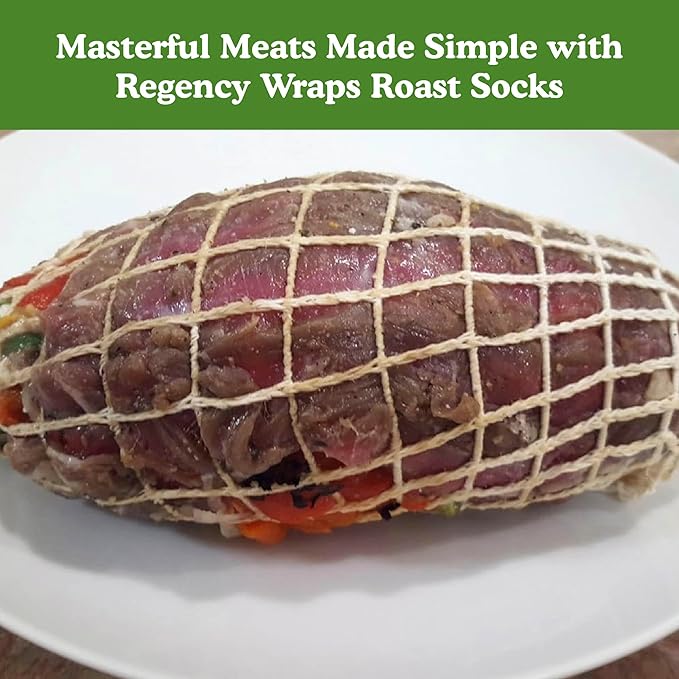 Regency Wraps Roast Socks Elasticized Twine Tube For Forming Meat, Stuffed Chicken Breast, Tenderloin, Natural, 2 Sizes (5 of Each Size), Pack of 10