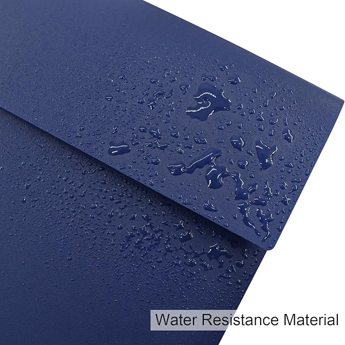 VANRA Poly File Folder Pockets File Jacket Plastic Envelope Flat Document Letter Organizer with Snap Button Closure A4 Letter Size (Pack of 5, Navy Blue)