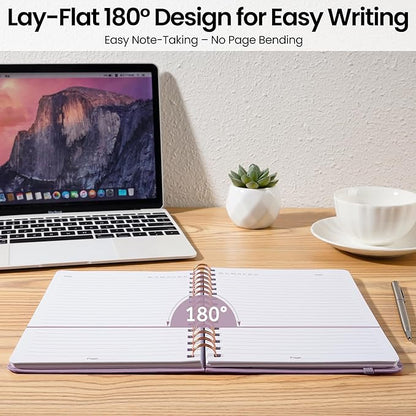 Lined Spiral Journal Notebook, A5 College Ruled Notebook for Journaling, Note-Taking, and Daily Planning, Durable Hardcover with an Elegant Design, Purple
