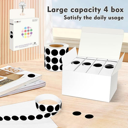 PARLAIM 3/4 Inch Roll Color Coding Labels,4000 per Rolls Round Permanent Adhesive Color Coding Circle Dot Stickers for Classroom Office HOM (Black)