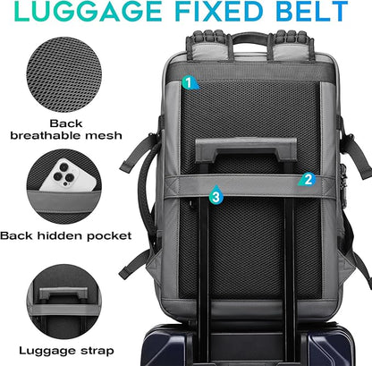 BANGE Airback Backpack,60L Expandable Travel Backpack Vacuum Compression with Air Pump, Waterproof and Anti-Theft Laptop Backpack for Hiking, Business and Travel