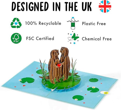 CENTRAL 23 3D Birthday Card For Wife - Happy Birthday My Otter Half - Pop Up Birthday Cards For Men Women - Sweet Pop Up Card For Husband Boyfriend Girlfriend Partner - Comes with Stickers