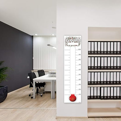 CLEVER CLEAN Goal Setting Fundrasing Thermometer - 48"x12" Dry Erase Self-Adhesive Goal Tracker - Poster Charts for Home, School and Office