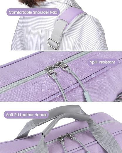 4 Inch 3 Ring Zipper Binder with Shoulder Strap & Handle & Multi-Pocket - 4" Binder with Zipper for School, Compatible with 13-Inch MacBook/Tablet -Patent Design Purple