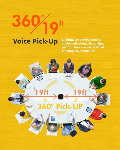 KURO CSP-102 Bluetooth AI Speakerphone Conference Speaker and Microphone with AI Noise Cancellation Long Coverage 360 Degree Voice Pickup Wireless Office Mic for Zoom Meeting Skype Teams White