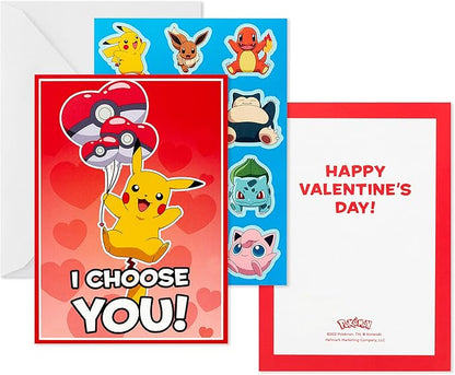 Hallmark Pokémon Valentines Day Cards and Stickers for Kids School (24 Classroom Valentines with Envelopes)