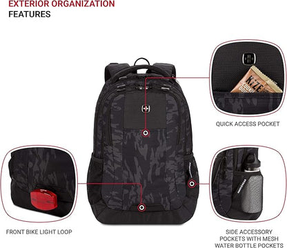 SwissGear Cecil 5505 Laptop Backpack, Black Cod/Camo, 18-Inch