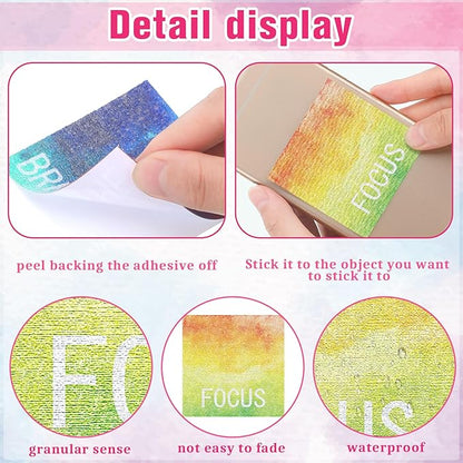80 Pcs Anxiety Sensory Stickers with Inspirational Quotes Calm Textured Strips Relief Mental Health Stickers School Office Adhesive Sensory Tape Anti Stress Toys for Adults Teens (Classic)