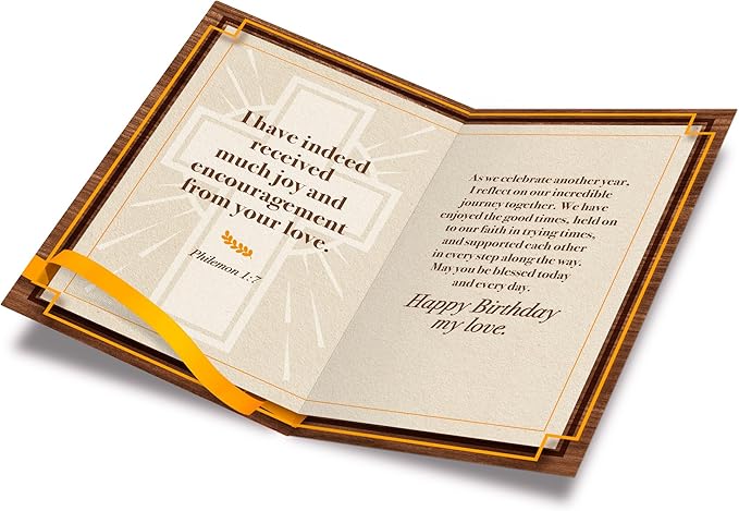 Prime Greetings Religious Birthday Card For Husband, Made in America, Eco-Friendly, Thick Card Stock with Premium Envelope 5in x 7.75in, Packaged in Protective Mailer