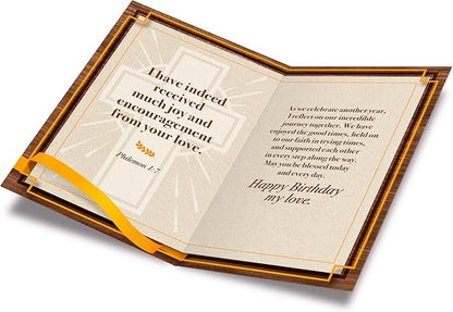 Prime Greetings Religious Birthday Card For Husband, Made in America, Eco-Friendly, Thick Card Stock with Premium Envelope 5in x 7.75in, Packaged in Protective Mailer