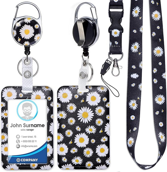 Cute ID Badge Holder with Lanyard Retractable Badge Reel Clip Funny Lanyards for ID Badges Name Tags Keychain for Office Teacher Doctor Student Women Men Nurse Accessories for Work