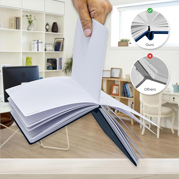 Nextnoid Hardcover Lined Notebook Journal - 120 GSM Thick Paper, Medium A5-160 Pages - Perfect For Writing, Journaling and Note-Taking (Navy Blue,Ruled)