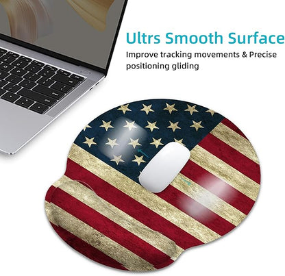 Ergonomic Mouse Pad with Wrist Support,American Flag Mouse Pad with Wrist Rest,Relieve Wrist Pain Mousepad Non-Slip Rubber Base,Mouse Pads for Desk,Computers,Laptop,Office,Home,Gaming,Accessories