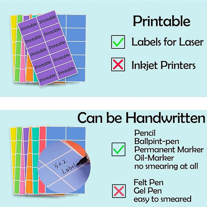 240 PCS Colored Labels Stickers 3 x 2 Inch Rectangular Moving Labels 8 Colors Large Color Coding Labels - Light Color