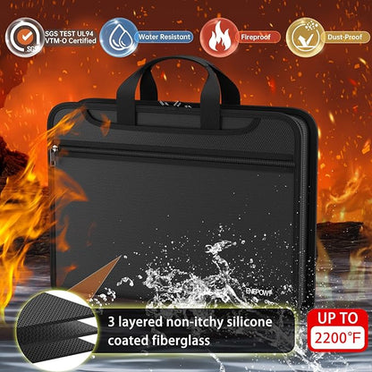 ENGPOW Accordion File Organizer,Fireproof Expanding File Folder with Colorful Pockets,25 Pockets Document Organizer with Handle & Labels,Portable Home Travel Safe Storage for Letter A4 Files,Black