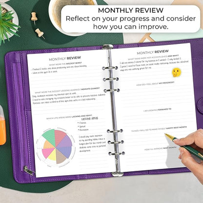 Clever Fox Weekly Planner Binder – Goal Setting Planner for Time Management & Weekly Tasks – Work & Life Organizer with to Do List & Habit Tracker – Undated, 7″ x 9″ Hardcover (Purple)