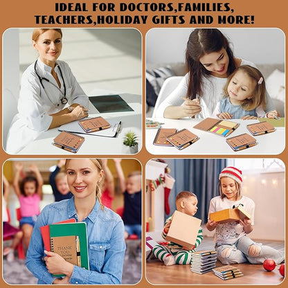 20 Sets Employee Appreciation Gifts Inspirational Spiral Notebooks with Sticky Notes Notepads Motivational Bamboo Ballpoint Pens for Nurse Coworker Teacher (THANK YOU)