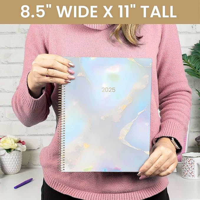 bloom daily planners 2025 (8.5" x 11") Calendar Year Day Planner (January 2025 - December 2025) - Weekly/Monthly Dated Agenda Organizer with Stickers & Tabs - Iridescent Opal