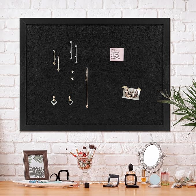 TORASO Cork Board Bulletin Board, 23.5" X 35.5" Cork Boards for Walls with Pins, Eye Bolts, gaskets, Screws, Pin Board for Office, School and Home (BK,60x90cm,2p