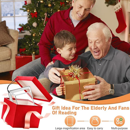 5X Full Page Magnifying Glass for Reading, Lightweight Rectangular Magnifier Provides Large Book Page Viewing Area, Handheld Magnifier for Reading Small Prints for Seniors, Low Vision-Silver