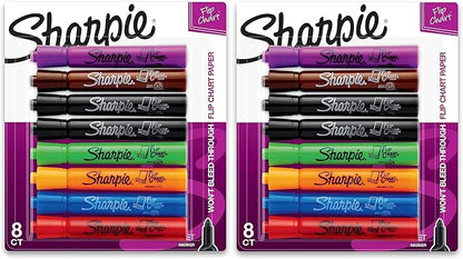 SHARPIE Flip Chart Markers, Bullet Tip, Assorted Colors, 8 Pack (Pack of 2)