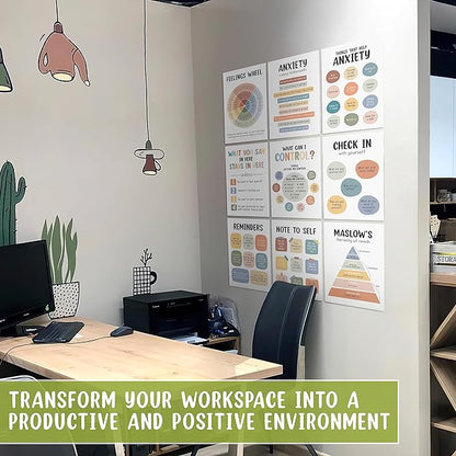 10 Pcs Care Mental Health Posters, Mental Health Matters Poster, Therapy Office Decor, Counseling Office Must Haves, School Counselor Supplies, Mental Health Gifts (Laminated Posters-10"x14")