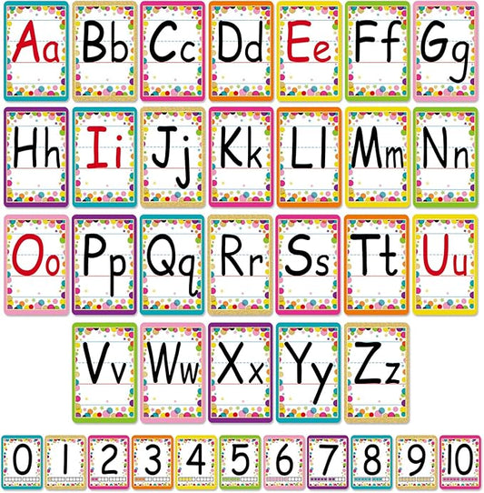 Bulletin Board Letters - ABC Alphabet Poster Classroom Decorating Set Toddler English Poster Kindergarten Elementary Classroom Nursery Home Wall Decoration（Multicolored Confetti）