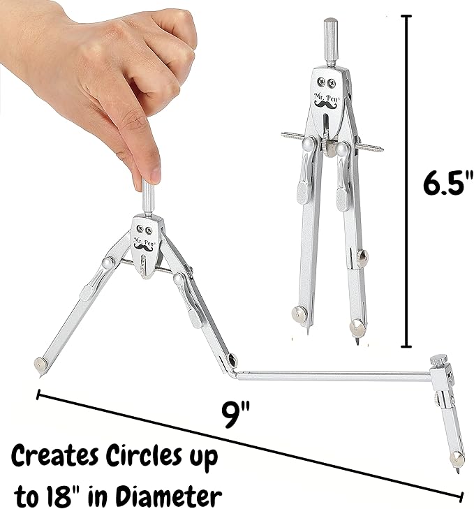 Mr. Pen- Professional Metal Compass with Wheel, Lock and Extension Bar for Geometry, Drafting, Math, Drawing, Compass for Geometry, Tool for Drawing Circles, Drawing Compass, Compass Drawing Tool