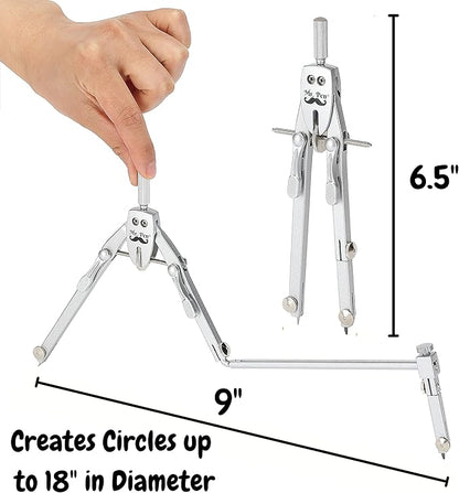 Mr. Pen- Professional Metal Compass with Wheel, Lock and Extension Bar for Geometry, Drafting, Math, Drawing, Compass for Geometry, Tool for Drawing Circles, Drawing Compass, Compass Drawing Tool