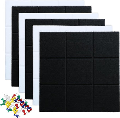 Large 11.8"x11.8" Felt Board Tiles for Wall with 30 Push Pins, Pack of 6 Pin Board Notice Boards for Home Office Kitchen, Bulletin Board Wall Tiles for Photos Memos
