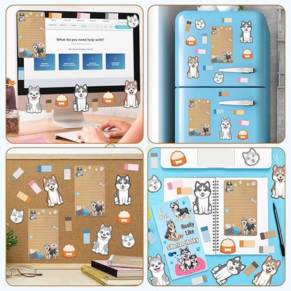I Just Really Like Siberian Husky Sticky Notes Set, 550 Sheets, Cute Husky Self-Stick Notes Pads Animal Divider Tabs Bundle Writing Memo Pads Page Marker Back to School Office Supplies Gift