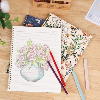 LABUK 3 Pack Spiral Notebook College Ruled Notebook 120 Pages A4 Aesthetic Journaling Notebooks for Work School Office Home, 8.5 x 11 Inches Notebooks for Valentine Gifts