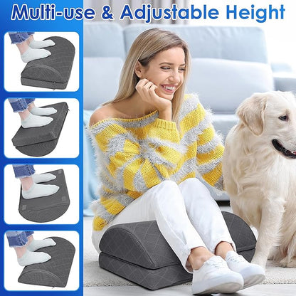 Foot Rest for Under Desk at Work Adjustable Foam for Office and Home, Office Desk Accessories，Comfortable Footrest with 2 Adjustable Heights，Back & Hip Pain Relief (Gray-16.9 in)
