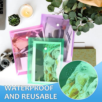 Vmiapxo 40 Pack Multi-Color Stamp and Die Storage Pockets, Reusable Rainbow Small Plastic Envelopes Waterproof Sticker Organizer Receipt Holder Photo Storage Folders (7" x 9.4")