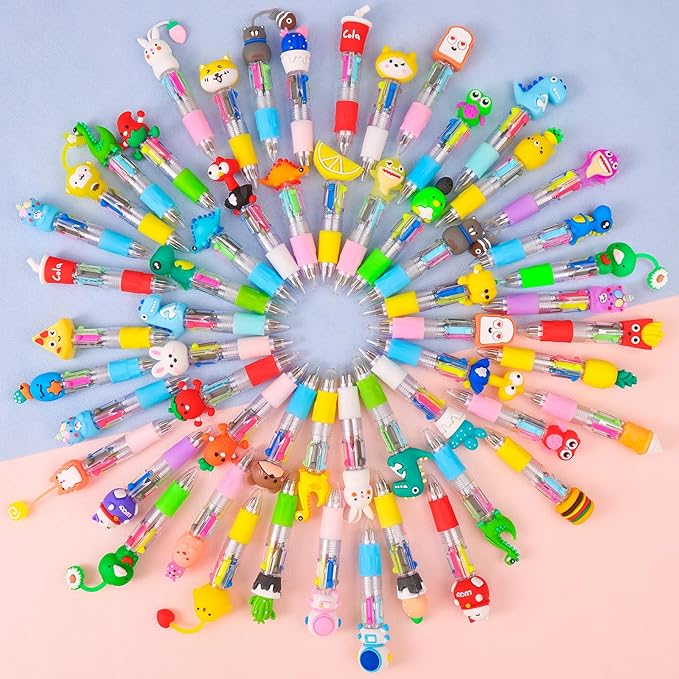 100Pcs Mini Multicolor Pens in One 4-in-1 Cute Pens Bulk for Kids, Ballpoint Pen for Birthdays and Children's Parties, Fun Pens Gifts Assorted Ink Kawaii Pens