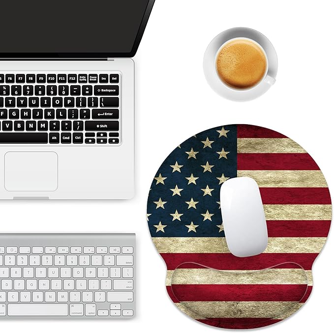 Ergonomic Mouse Pad with Wrist Support,American Flag Mouse Pad with Wrist Rest,Relieve Wrist Pain Mousepad Non-Slip Rubber Base,Mouse Pads for Desk,Computers,Laptop,Office,Home,Gaming,Accessories