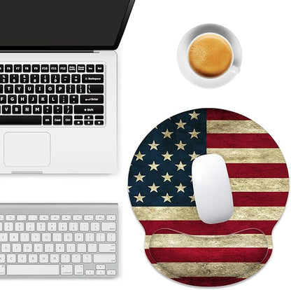Ergonomic Mouse Pad with Wrist Support,American Flag Mouse Pad with Wrist Rest,Relieve Wrist Pain Mousepad Non-Slip Rubber Base,Mouse Pads for Desk,Computers,Laptop,Office,Home,Gaming,Accessories