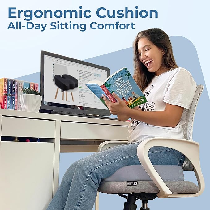 5 STARS UNITED Seat Cushion for Desk Chair - Tailbone, Coccyx Sciatica Pain Relief - Office Chair Cushions - Wheelchair Cushions - Car Seat Cushions - Pressure Relief Lifting Cushions