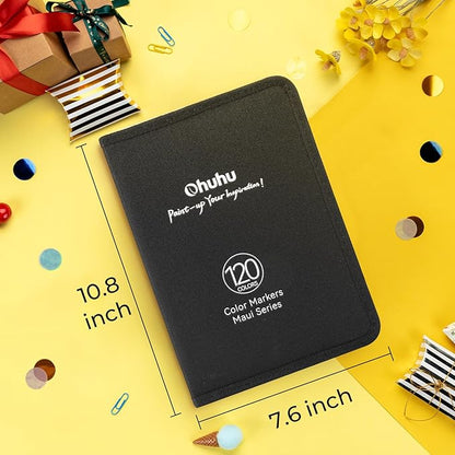 Ohuhu Markers for Adult Coloring Books No Bleeding 120 Colors Water-based Dual Tips Fineliner & Brush Coloring Markers for Kids Adults Beginners Drawing Pens for Journaling Lettering - Maui - White