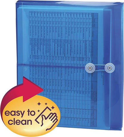 Smead Poly Envelope, 1-1/4" Expansion, String-Tie Closure, Side Load, Letter Size, Blue, 5 per Pack (89522)