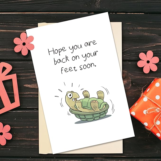 Funny Turtle Inspired Get Well Card, Friend Surgery Recovery Gift, Cute Encouragement Card for Him Her, Cheer Up After Operation Card