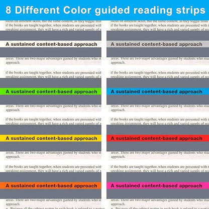 16Pcs Guided Reading Highlight Strips, Reading Ruler Reading Tracking Highlight Strips Colored Overlays Bookmark Assorted Colors Helps with Dyslexia（2 Sizes，8 Colors）