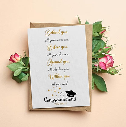 Graduation Card for Him Her, Cute Graduation Gift for High School College Grad, Behind You Before You Around You Within You Gift- 5x7 inch Folded Card include Envelope, Sticker - Blank Inside by PICCAFI