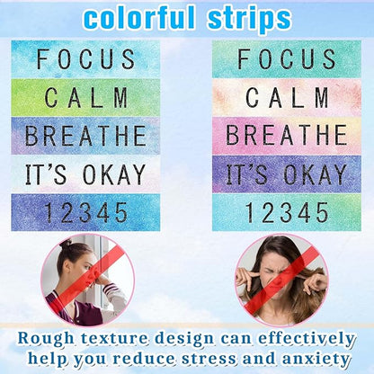 80 Pcs Anxiety Sensory Stickers with Inspirational Quotes Calm Textured Strips Relief Mental Health Stickers School Office Adhesive Sensory Tape Anti Stress Toys for Adults Teens (Bright)