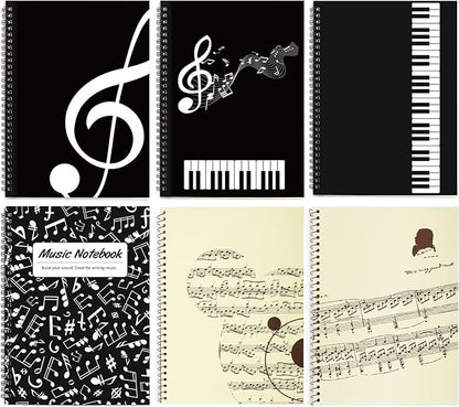 MAXCURY Music Notebook, Blank Sheet Music Notebook, Cardboark Spiral Notebook Manuscript Paper, Composition Staff Paper for Kids, Musician, Students, Piano-Keyboard-Music-Notebook 100 Pages 26x19cm